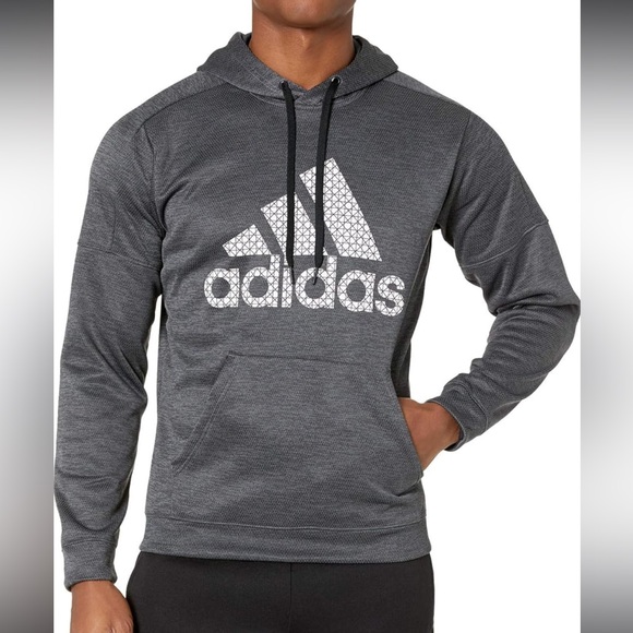 Adidas Team Issue Badge of Sport Grid Hoodie Dark Grey Heather, Medium - Picture 9 of 9